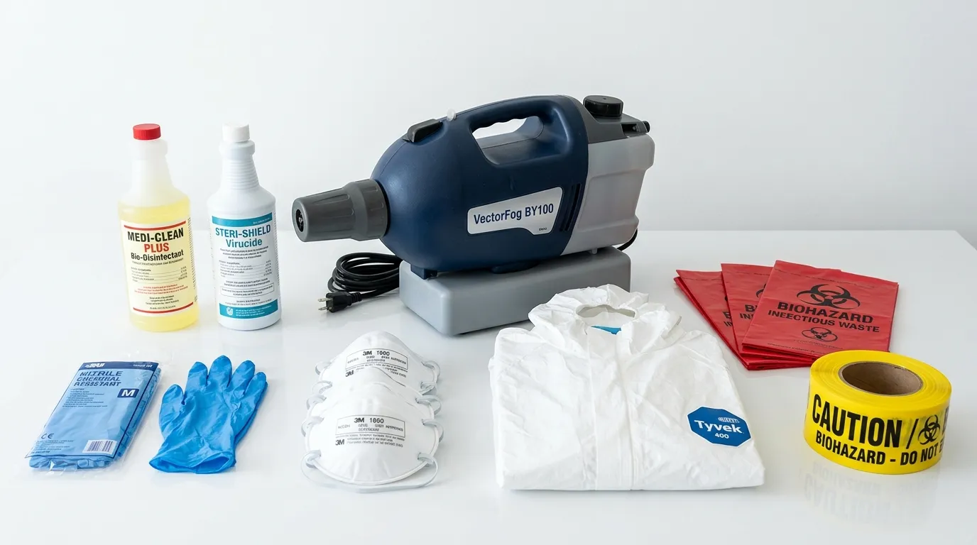 Professional biohazard remediation crew working in Moore